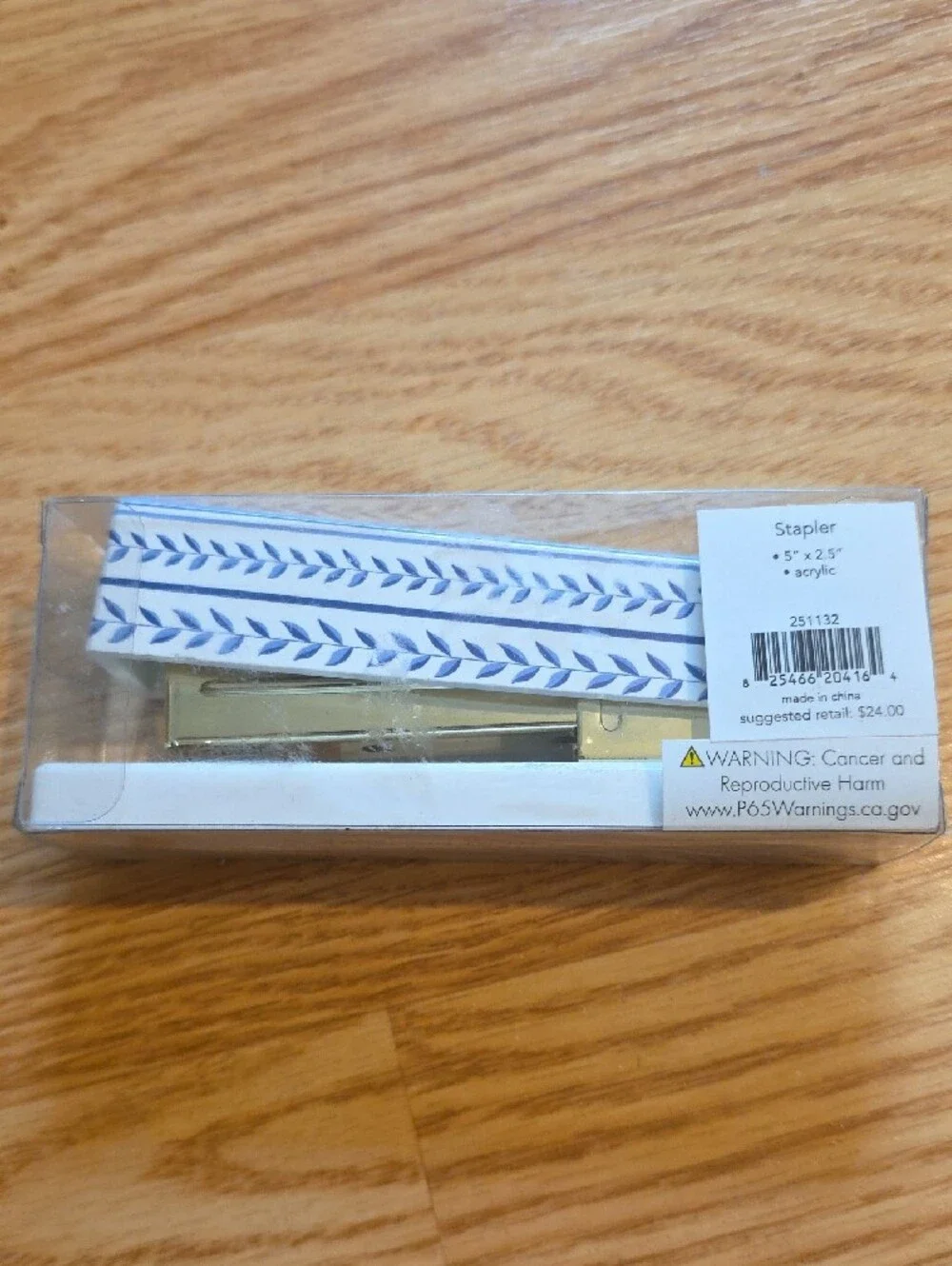 Draper James White Stapler with Blue Leaf Print